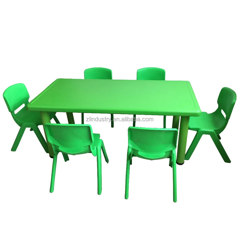 Small size children plastic kindergarten furniture dining table set modern