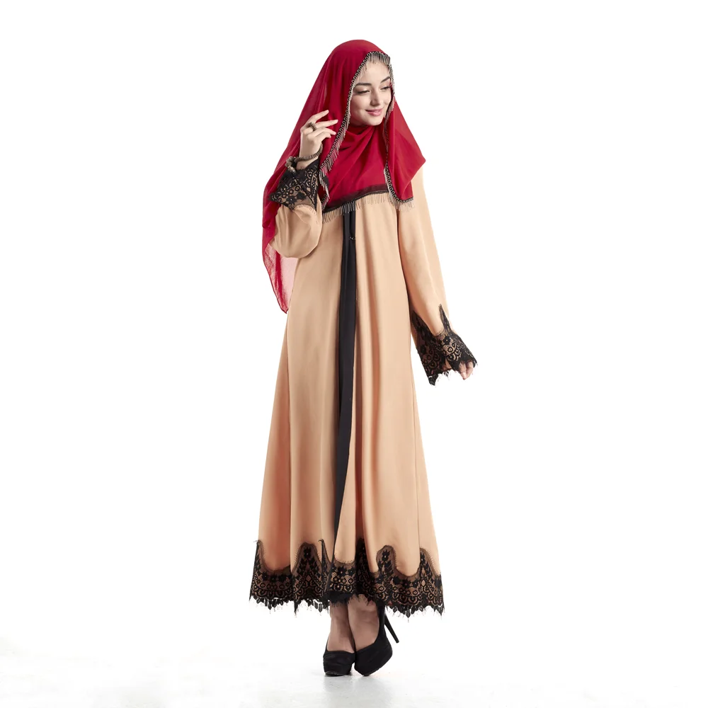 
Zakiyyah E006 New Design Kimono Style Dubai Open Abaya with Belt and Lace Muslim Casual Dress 