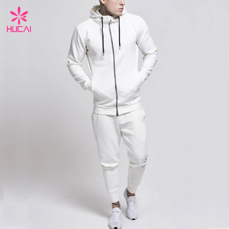 Custom Plain White Tech Fleece Mens joggers suits Tracksuit Set men jogging suits wholesale