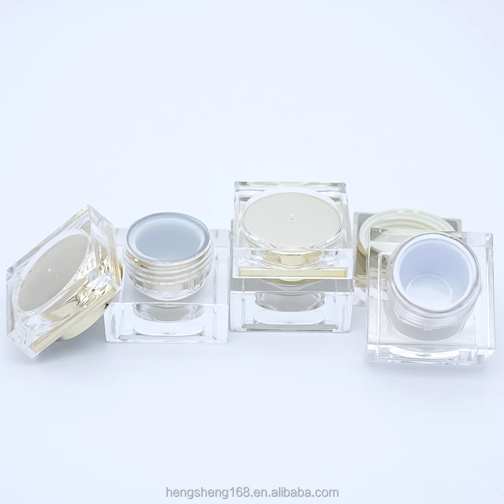 
Hengsheng factory empty clear plastic square PMMA 3g small cream jar with lids 