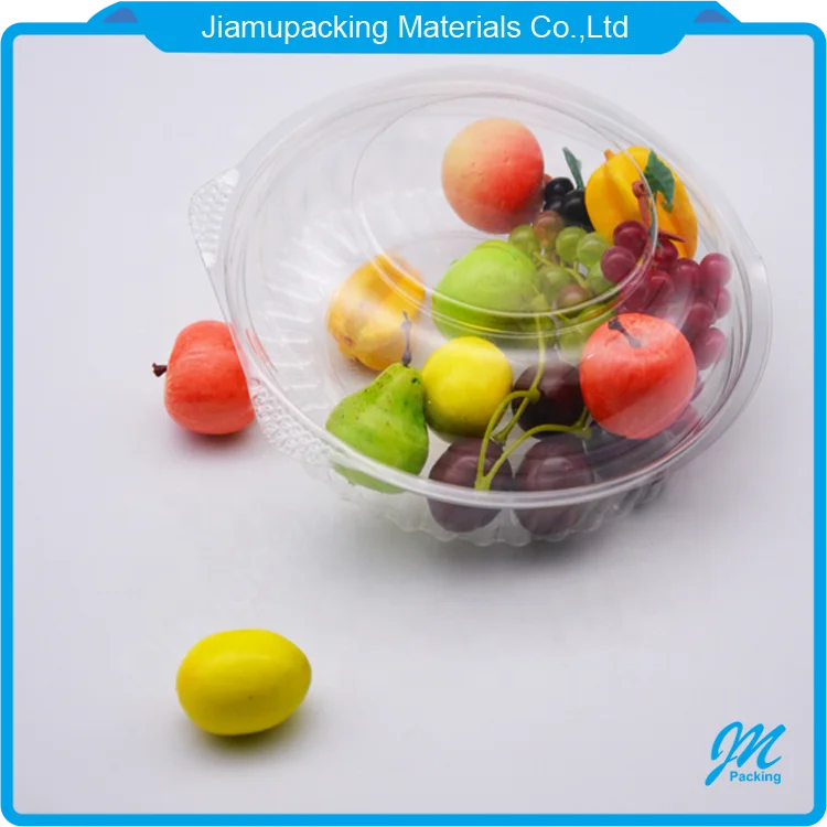 Round Clear Plastic Hinged Lid Fruit Salad Container