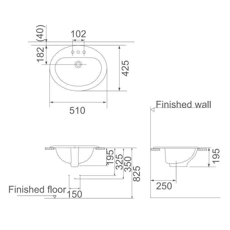 HUIDA easy clean wallhung commercial bathroom cabinet philippines face hair hand basin 500 mm