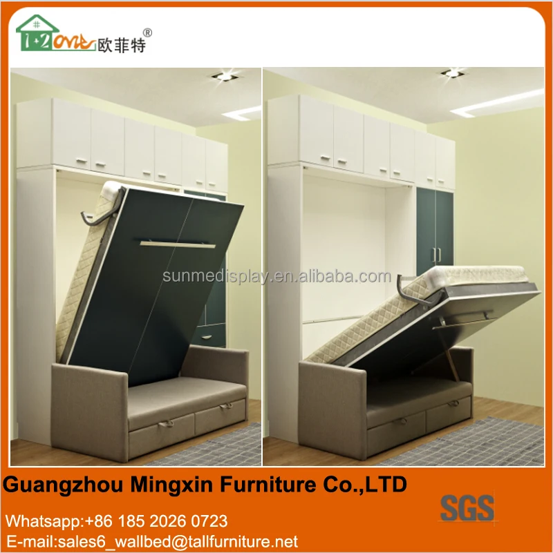 Modern style bedroom furniture set murphy wall bed with sofa