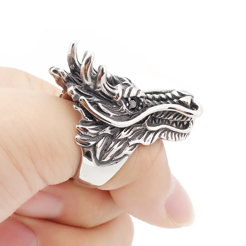 Red Eyes Stainless Steel Dragon Ring
