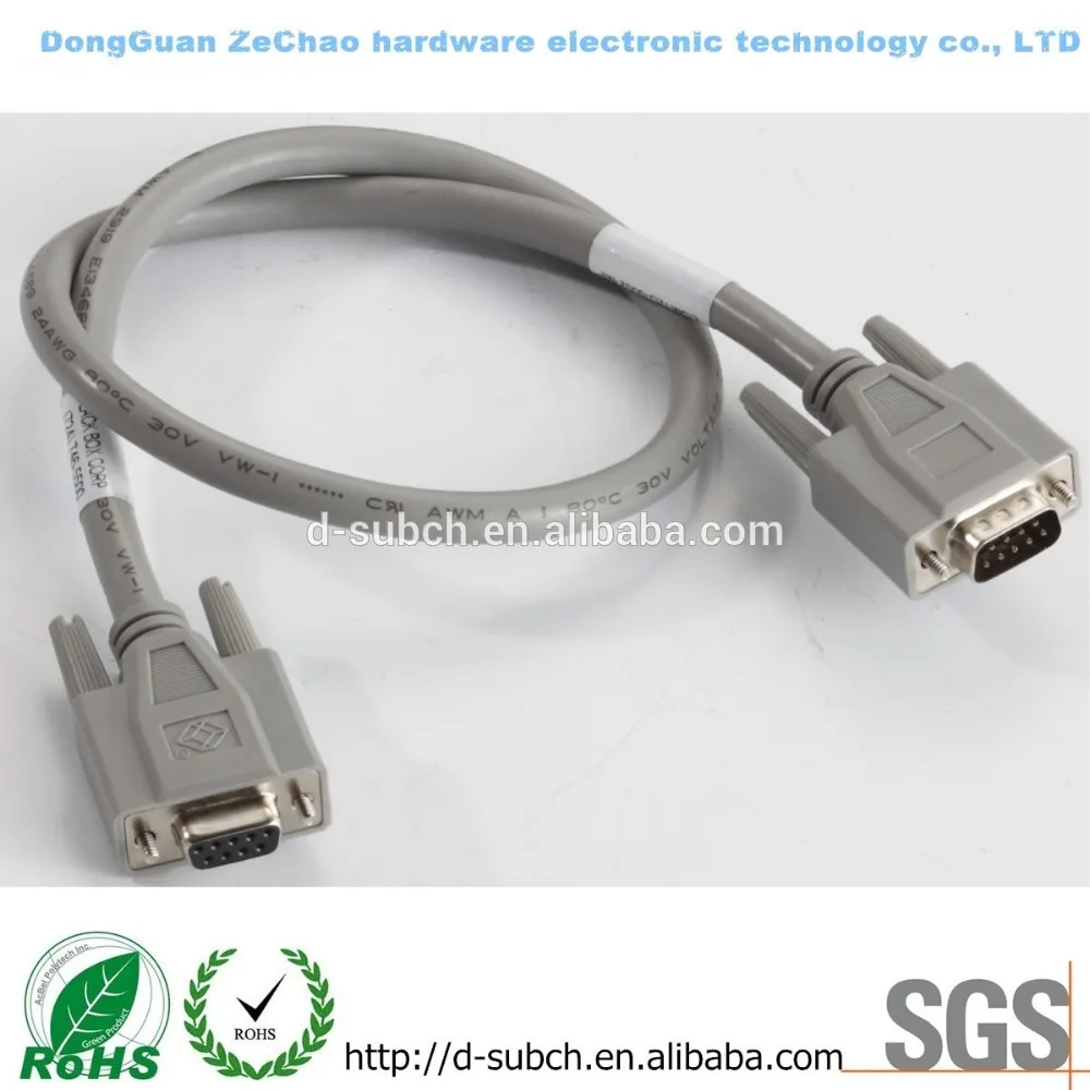Db9 мужчин и женщин кабеля с пластиковыми крышками