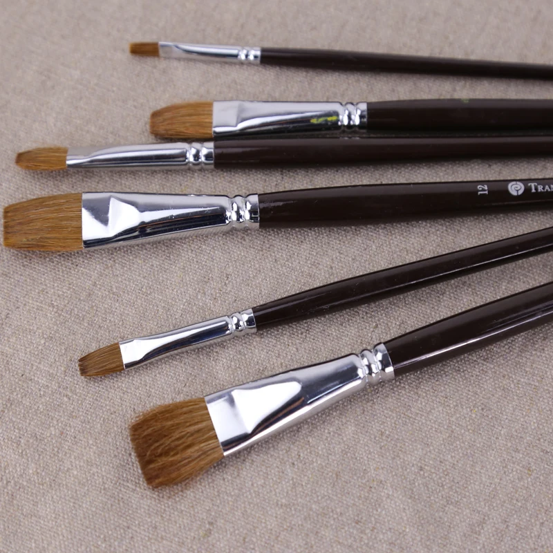 Hog Bristle Artist Paint Brush Set for Acrylic and Oil Painting