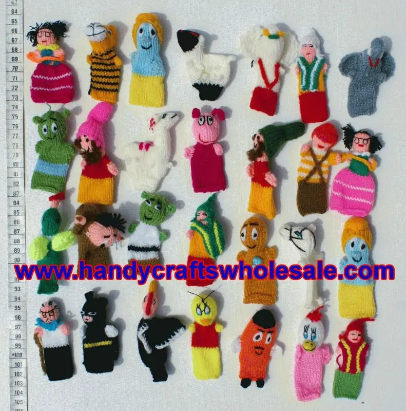 Finger Doll Puppet Alpaca Wool Original Colorful Patterns Nice Design Figures Animals, Animated Characters Baby Hand Toy