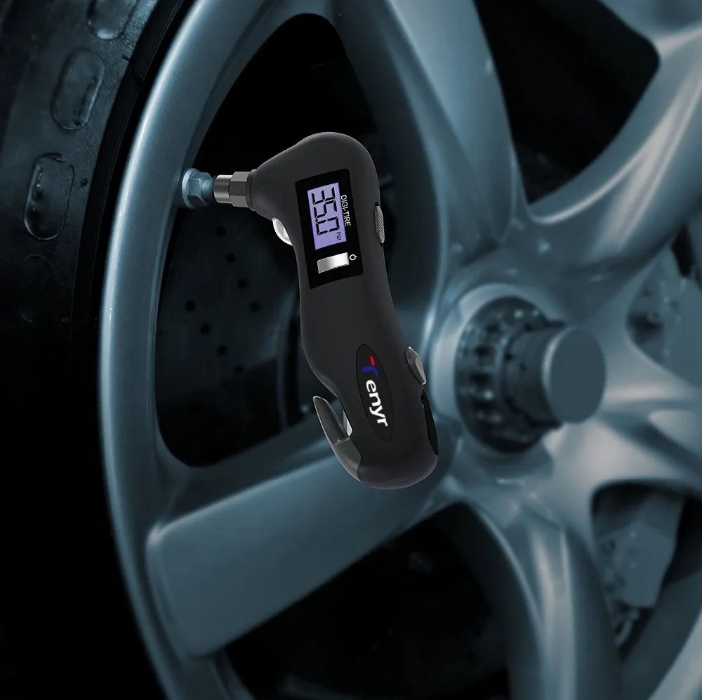 
Digital Tire Pressure Gauge 150PSI with 5 In 1 Rescue Tools of LED Flashlight Car Window Breaker Seatbelt Cutter 