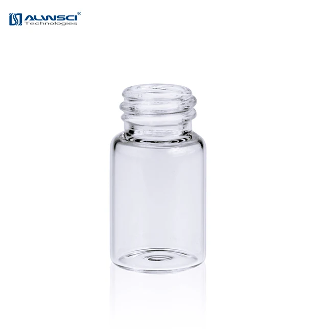 7ML Clear chemical glass storage bottle with white screw cap