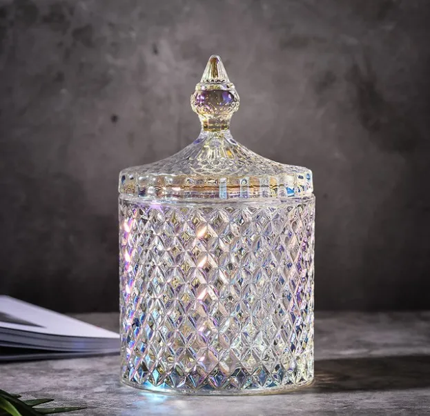 Glass Apothecary Jar Bathroom Vanity Storage Organizer Canisters Cotton ball Jar for swab bath salt