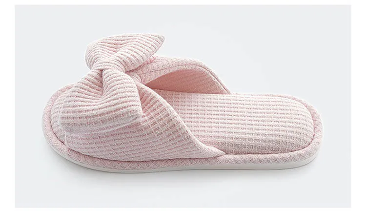 Lovely bowknot fashionable fair lady fan soft and comfortable cotton slippers for four seasons