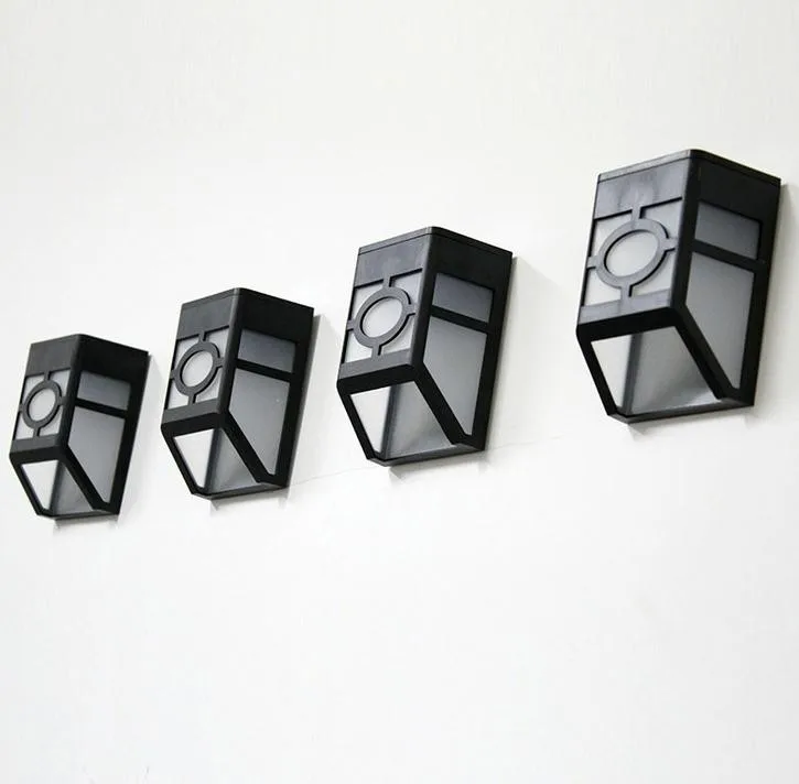 
Led garden lantern security powered plastic disk fence lamp solar wall light 