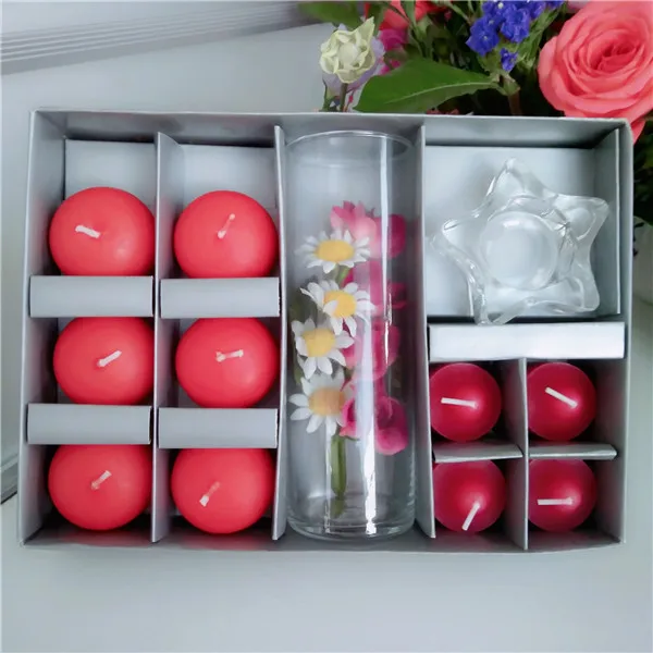 Wholesale hot sale red scented floating candle gift set