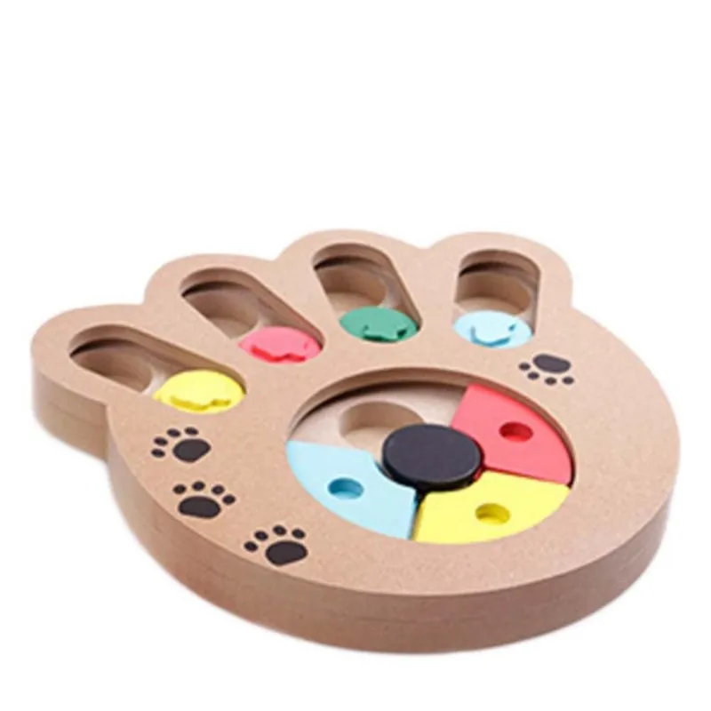 Quiki Dog Toy Interactive Wooden Pet Dog Toys Food Feeder Claw Bone Design Dog Puzzle Toys IQ Training Plate