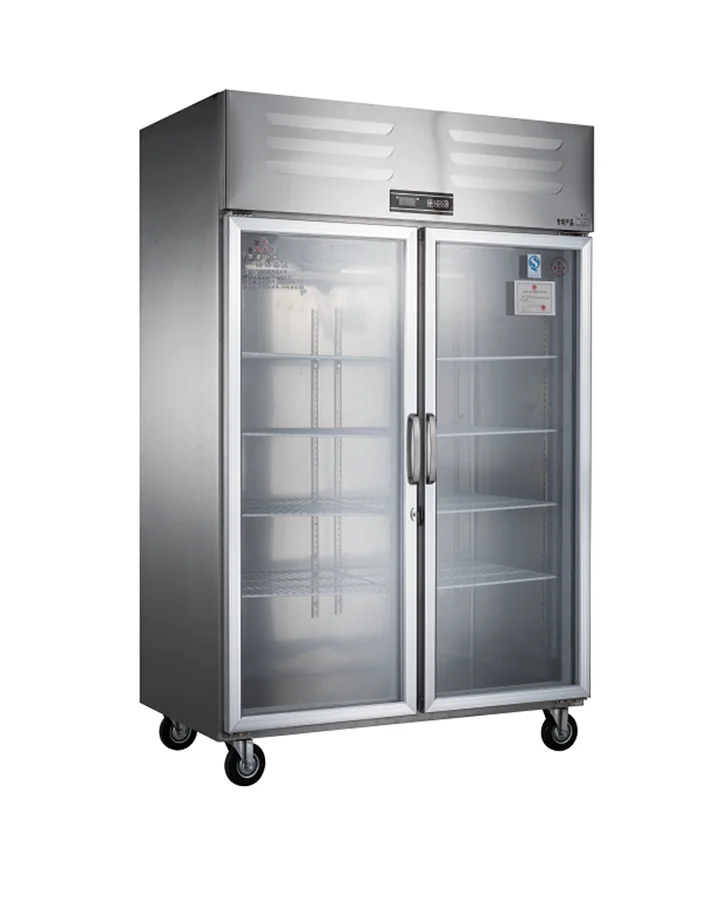 
1000L Double glass door commercial refrigerator freezer compressor 