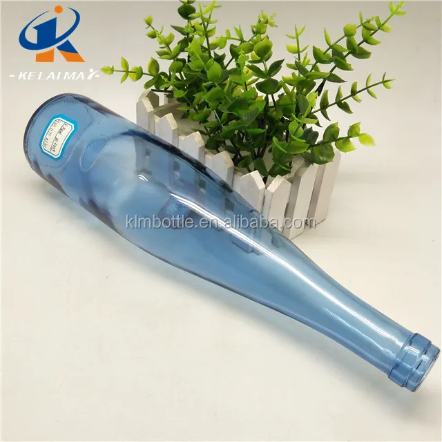 wholesale 750 ml dark and light blue color alcohol or beer wine bottle