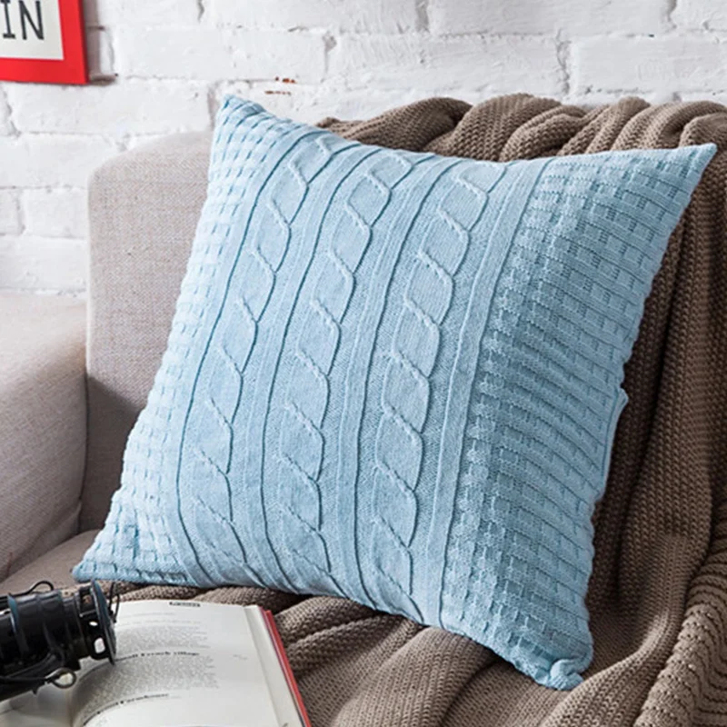 Cheersee cream big square twist knit wholesale home decor cotton wholesale pillow case for chair