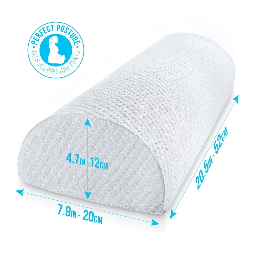 Custom Embroidered Logo Half-moon Memory Foam Pillow Semicylinder Sleeping Cushion