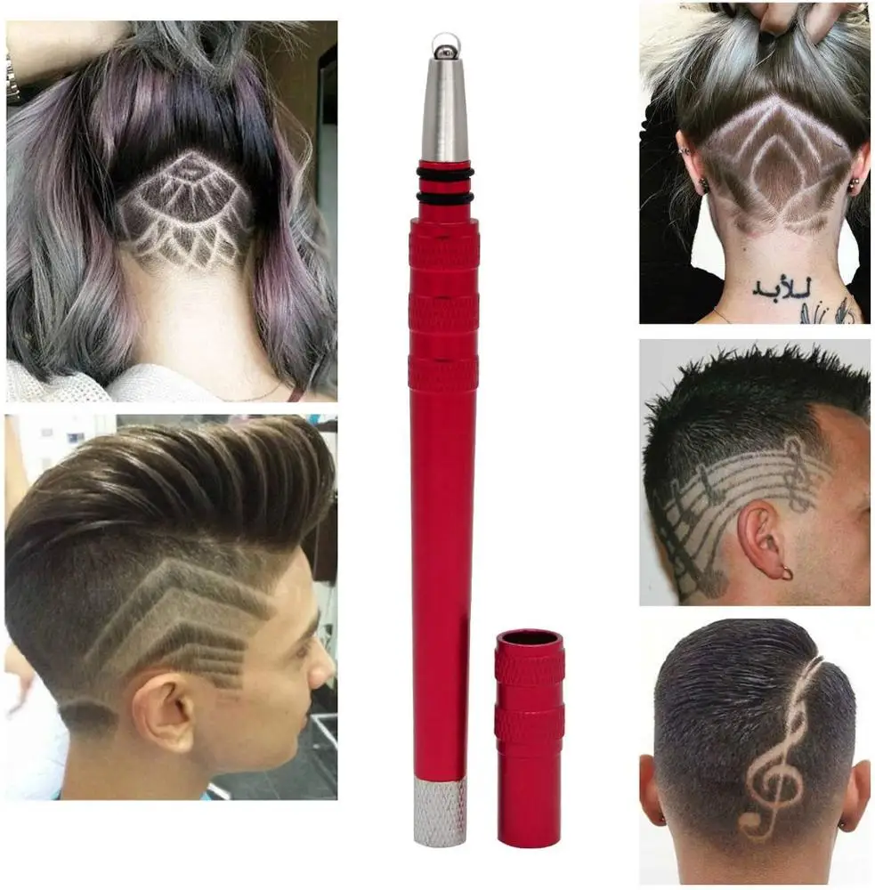 Машинка для татуировки волос, ручка для стрижки волос, стальная, с гравировкой, ручка/10 лезвий/пинцет для укладки волос, бровей, бороды, бритвенный инструмент