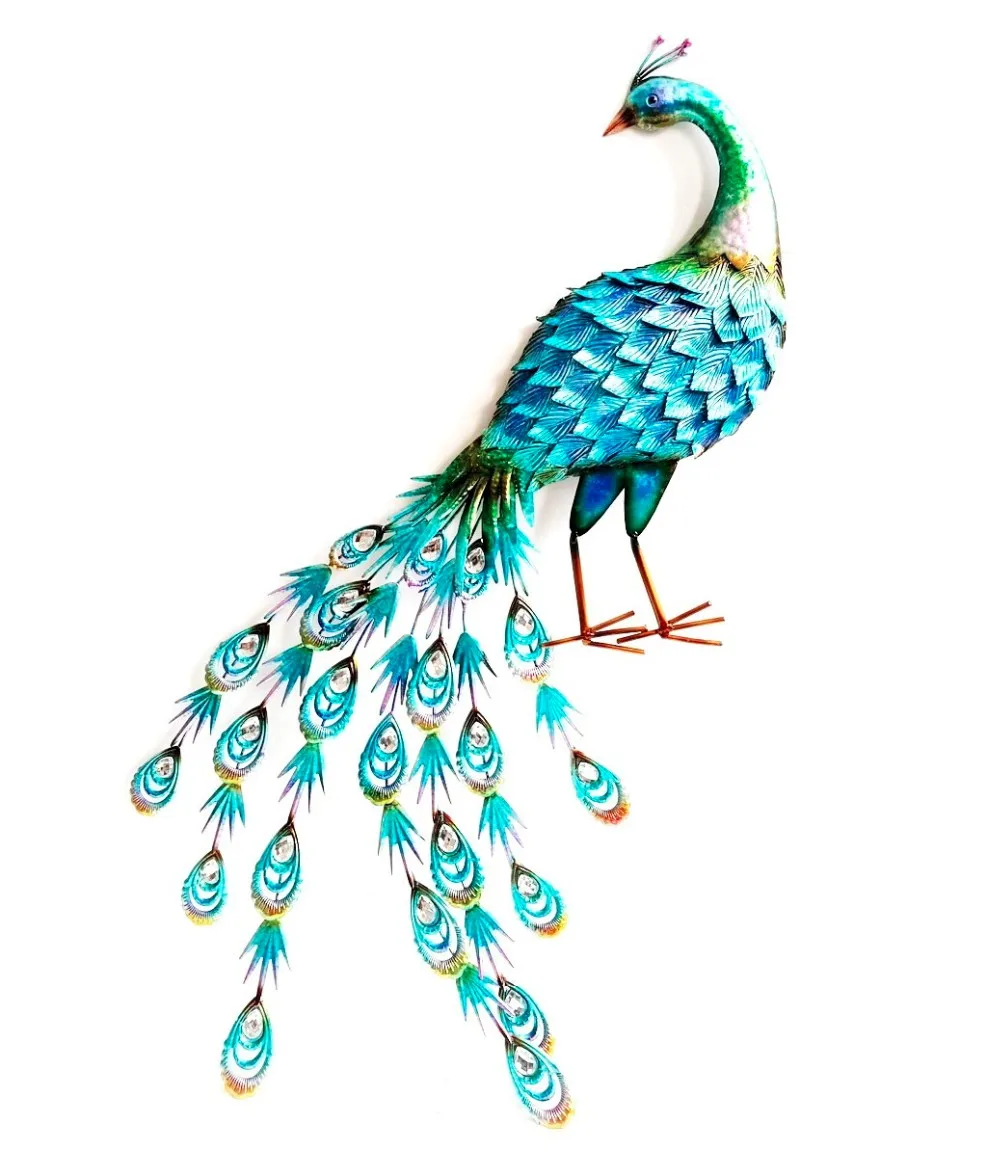 
hand painting metal peacock wall art decor 