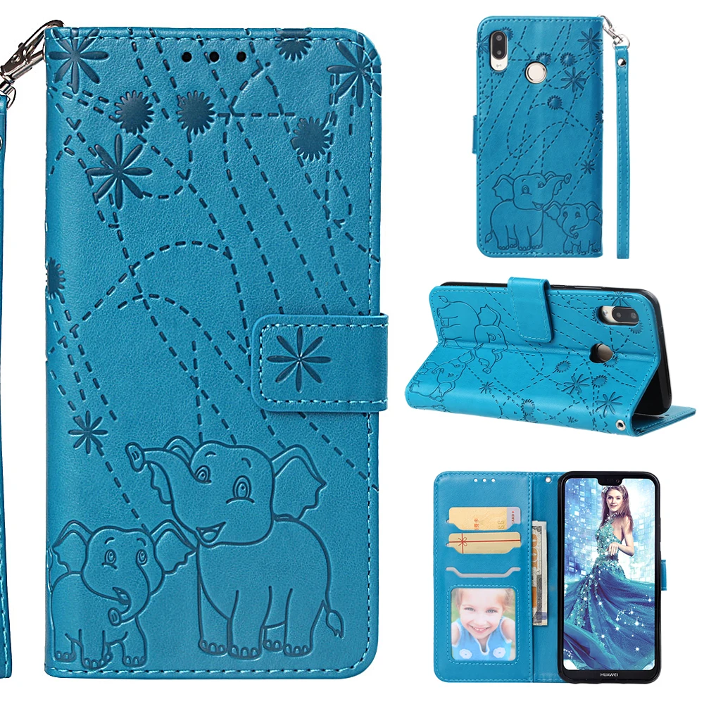Leather Case For Huawei P20 Pro  Elephant Printing Phone Case for Huawei P20 Lite Wallet Flip Magnetic Stand Phone Case