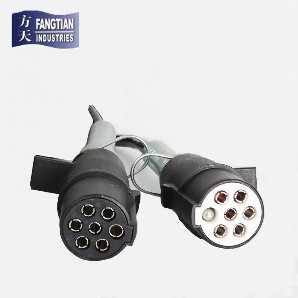 Adaptor trailer cable  trailer spiral cable with nylon trailer plug 24v 7 pin 15pin with spring