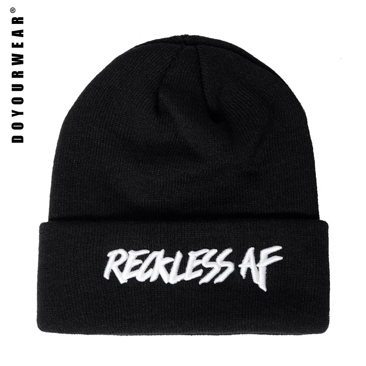 Winter season hot pick spandex custom beanie hat embroidery logo