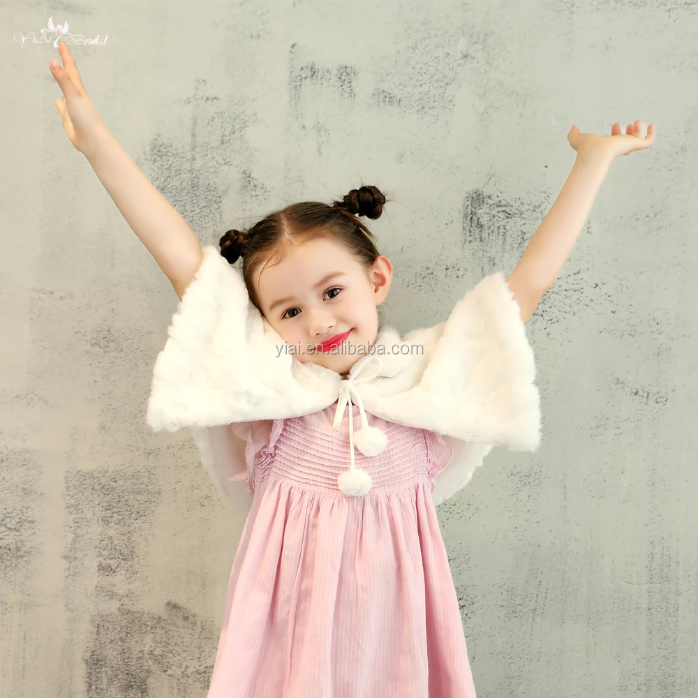 LZP258 Beautiful And Lovely Girls Shawls White Fur Bolero Winter Cape