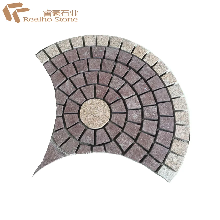 Fan shaped multic color granite cube/cobblestone/Paving stone