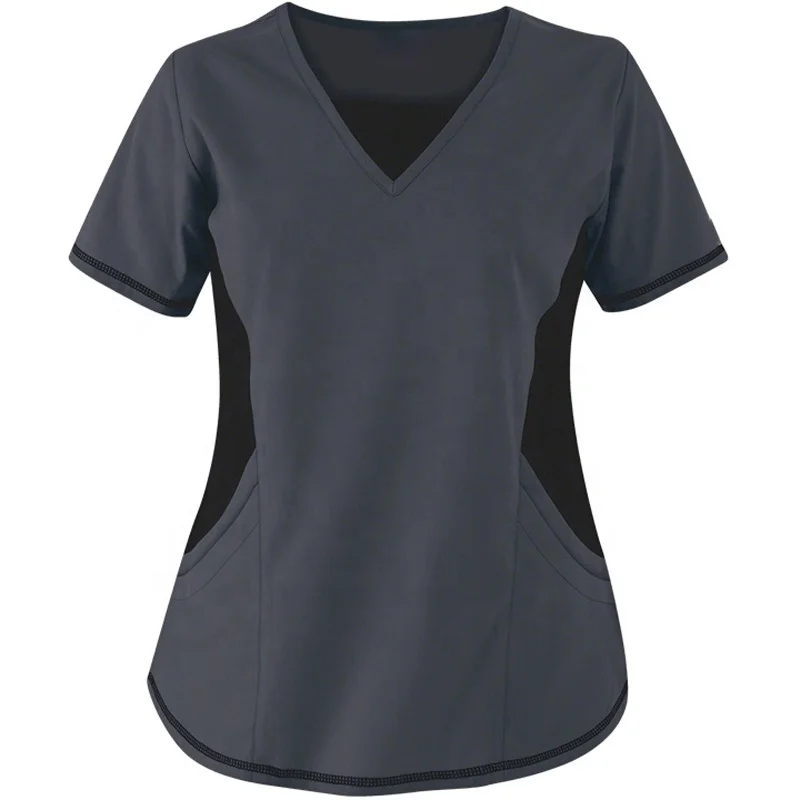 Превосходная мягкая и удобная спортивная эластичная спортивная рубашка с V-образным вырезом, скраб-топ, униформа медсестры и больницы