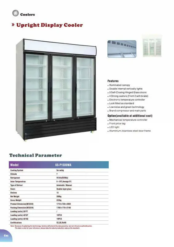 Three Glass Door Display Fridge for Drink