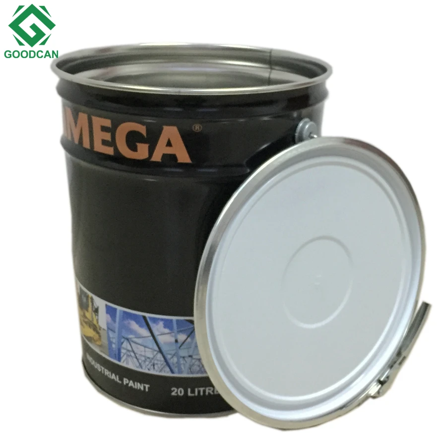 
2021 Printing custom sizes tin 18 liter,20 liter paint bucket with lock ring lids 