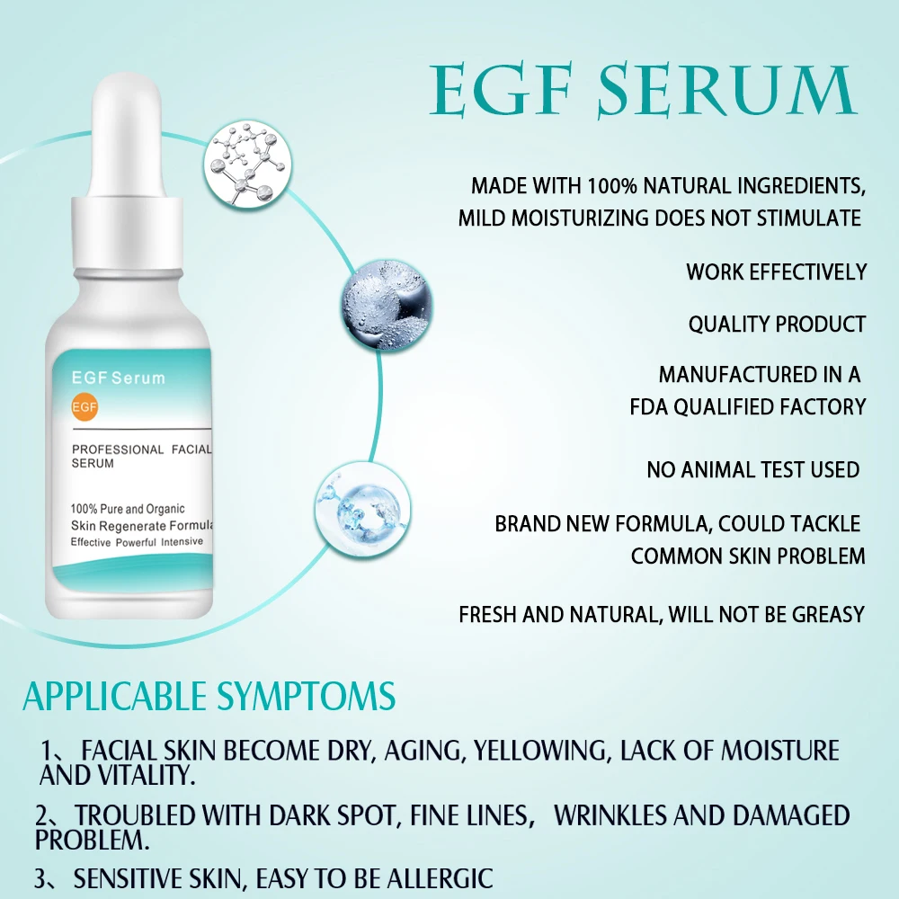EGF Serum Anti Aging Peptide Repair Serum Collagen Reduce Fine Line Surgery Scars Facial Epidermal Growth Factor Serum