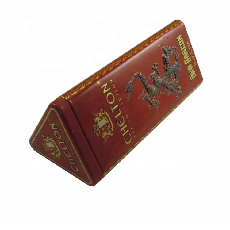 Factory price triangle metal tin box nice luxury food grade tin cans for tea packing