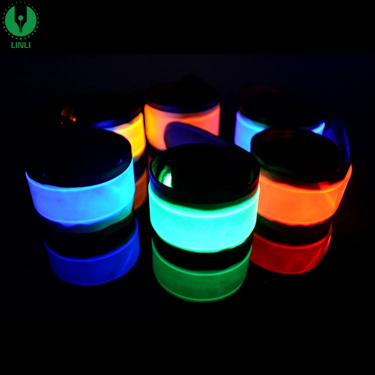 Customized Logo Promotional LED Reflective Wristband Led Reflective Slap Bands Flashing LED Armband