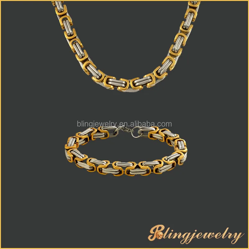 
Stainless steel jewelry chain gold and silver plated byzantine chain necklace 