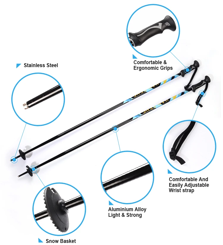 
Super light weight carbon fiber customize winter sport aluminium&carbon ski pole 