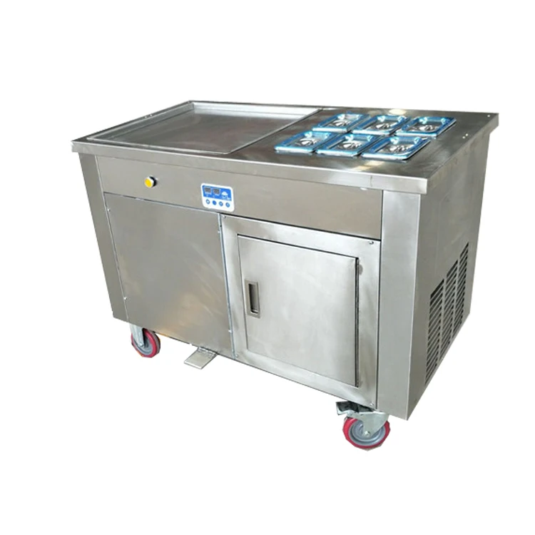 Commercial Fried Ice Cream Roll Machine Food Grade Stainless Steel Single Square Pan Soft Frying Ice Cream Roller