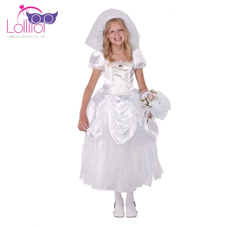 OEM welcone fun kids halloween costumes girl bride fancy wedding dress kids cosplay dress up costume