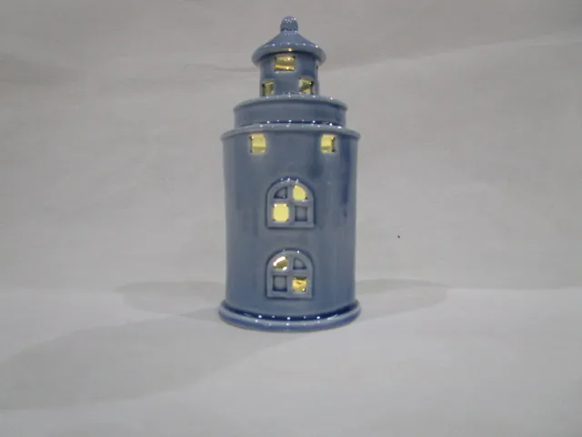Керамический держатель для свечей маяк синий/белый 5