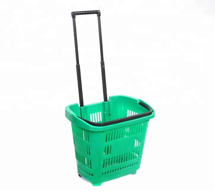 Rolling Shopping Basket with Telescopic Handle