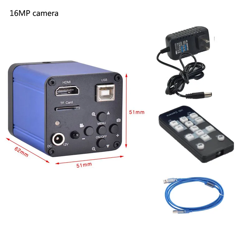  16MP Full HD 1080P 60FPS usb цифровой микроскоп промышленности камера комплект + большой стерео настольная подставка 180X C-MOUNT объектива 52 светодиодный свет