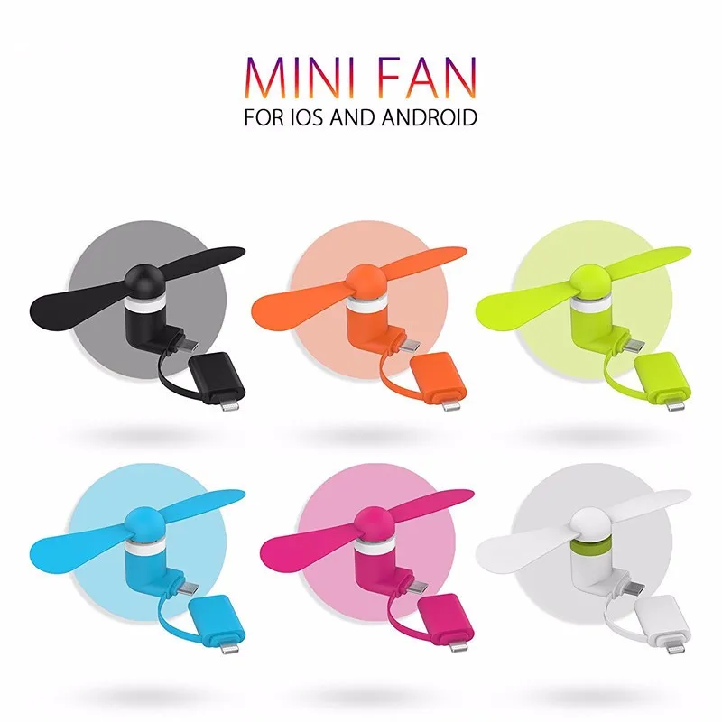 Promotional 2 in 1 OTG Mini Fan for IPhone Micro USB Fan Portable Fan for Phone with Custom Logo