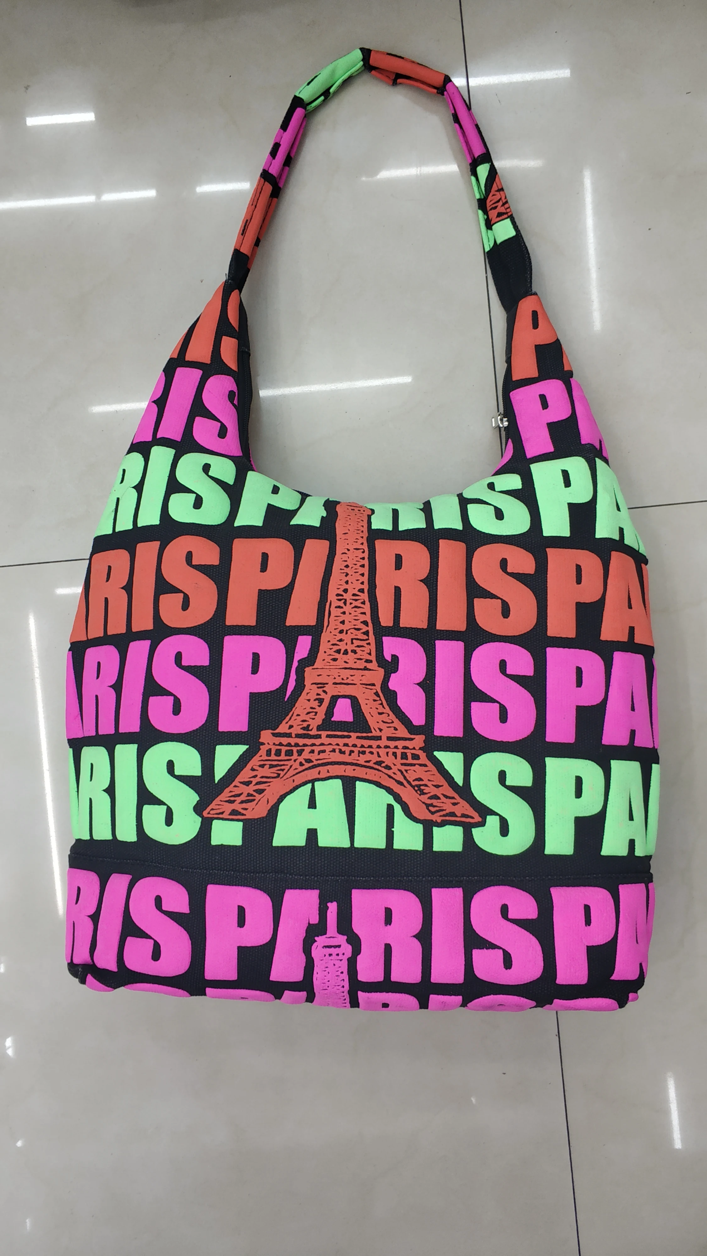 Wholesale city name printed canvas hobo tote bag souvenir tote bag