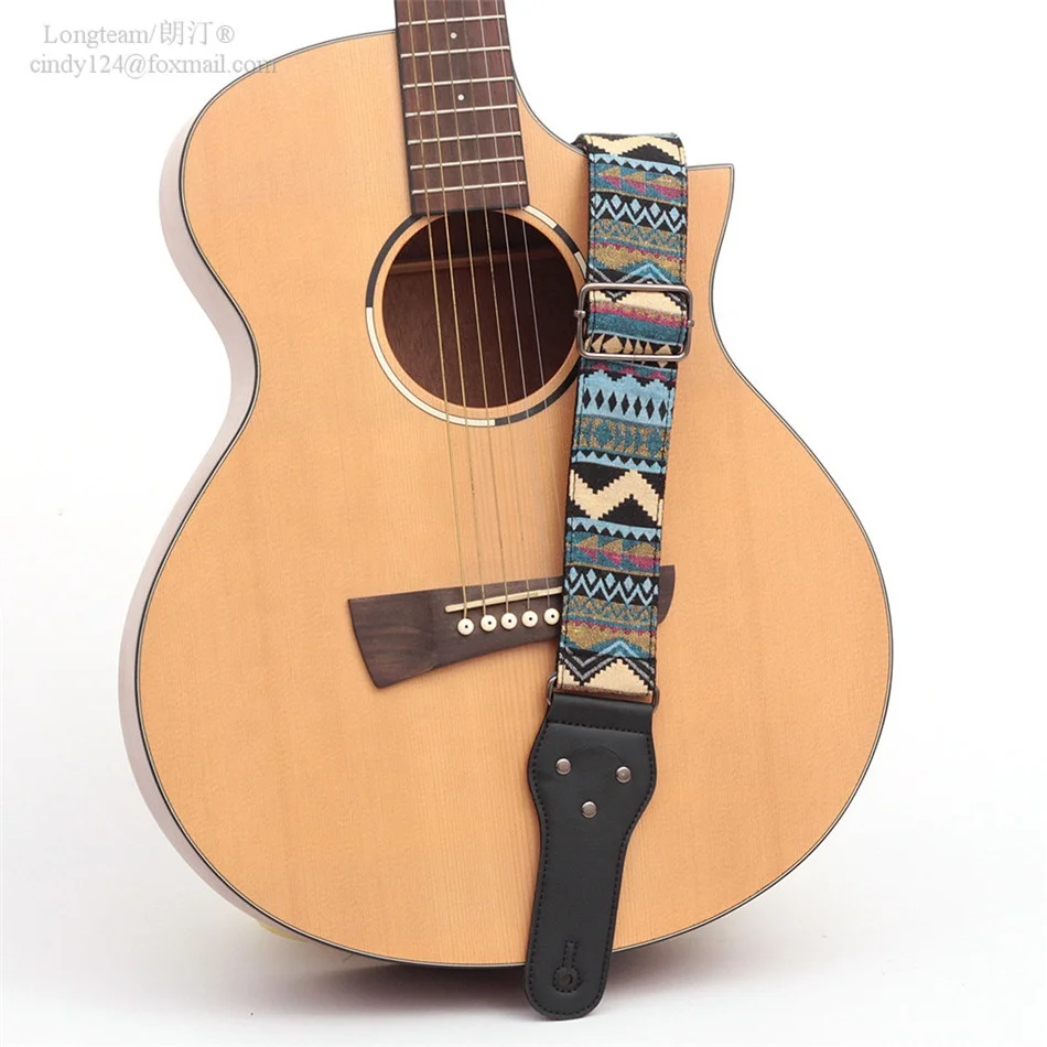 Longteam brand ethnic style acoustic guitar strap bass and electric guitar strap embroidery style guitar straps