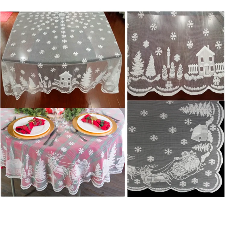 Table Cloth 70inch Round Tablecloth Christmas Disposable Cloths Lace Wedding Party Cover