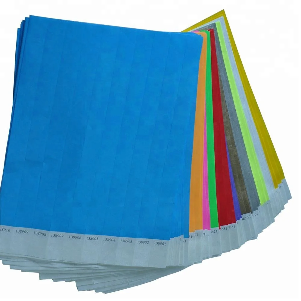 Custom printing colorful tyvek wristband paper bracelet for promotional gift