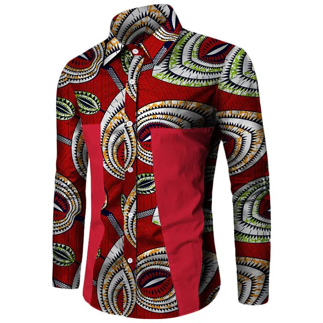 
Plus Size New Summer African Shirt for Men Dashiki Long Sleeve African Clothes Patchwork Casual Style Men Shirt BRW WYN350 