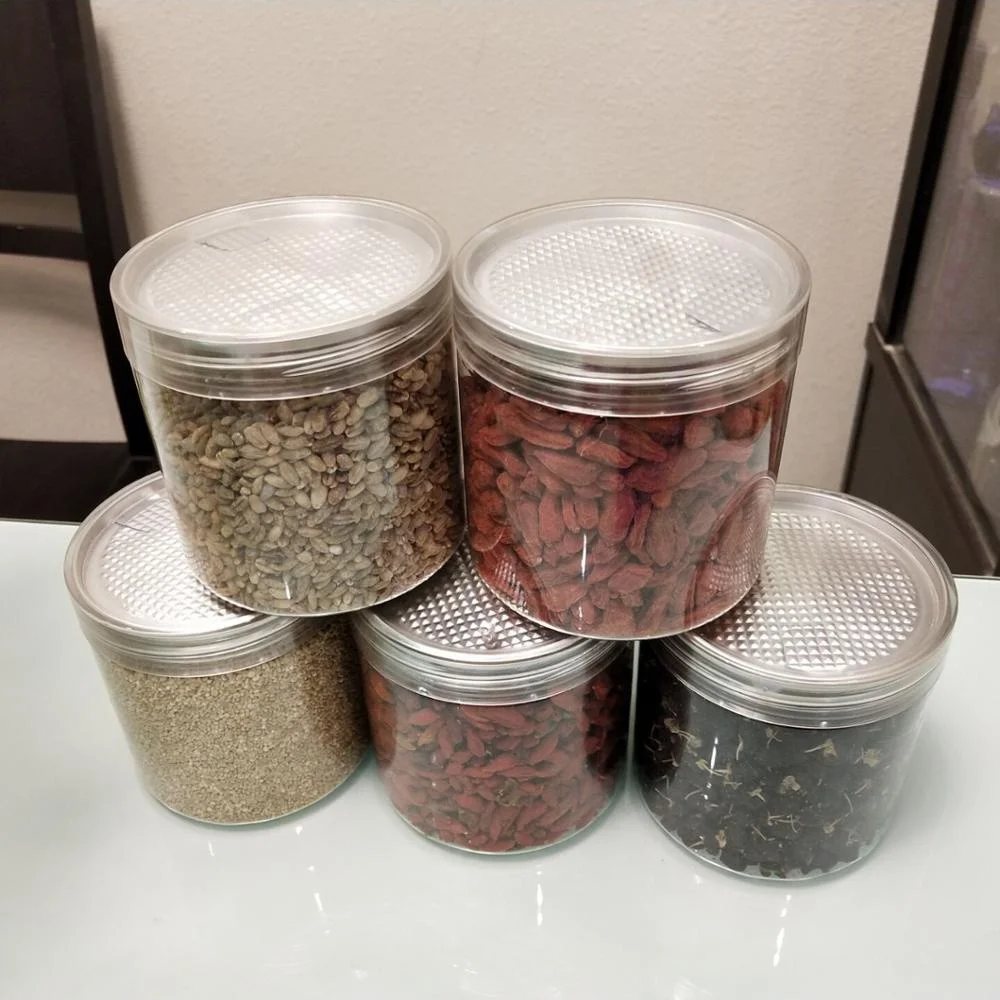 
round PET plastic container can with lid 