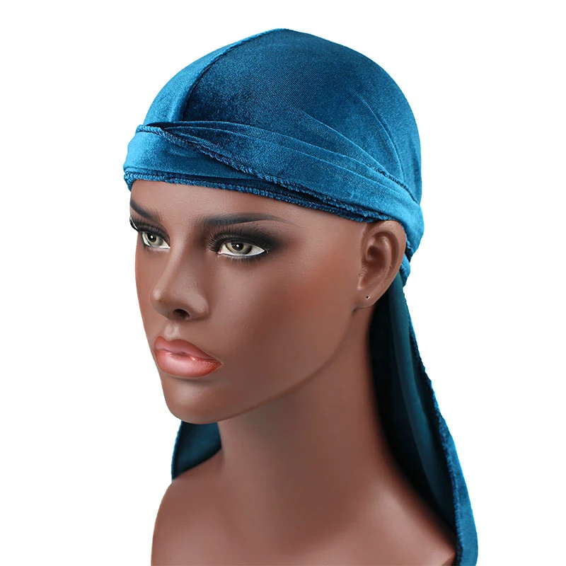 Мужская бархатная бандана-тюрбан головной убор мужские головные уборы Durag волнистые повязка на голову аксессуары для волос Du Rag